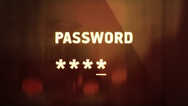 Abstrakter Hintergrund Mit Animation Der Passworteingabe Auf Dem Computerbildschirm Mit — Stockvideo