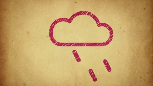 Animation Rotation Des Symbols Der Natur Wolke Mit Regen Animation — Stockvideo