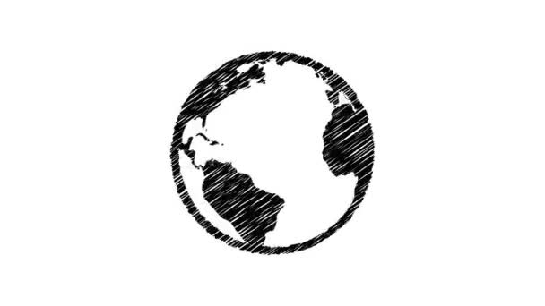 Dünya Sembolünün Animasyonu Kusursuz Döngünün Animasyonu — Stok video