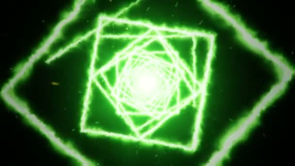 Fond abstrait en volant dans un tunnel à partir de formes carrées de feu. Animation de boucle transparente .