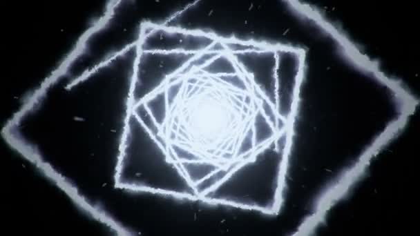 Fond abstrait en volant dans un tunnel à partir de formes carrées de feu. Animation de boucle transparente .