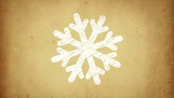 雪の結晶としてのモザイクパターンにおける空飛ぶ粒子のアニメーションを持つ抽象的な背景 — ストック動画