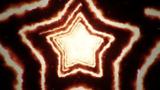 Abstract Background Flying Tunnel Star Shapes Fire Animation Seamless Loop — Stock Video