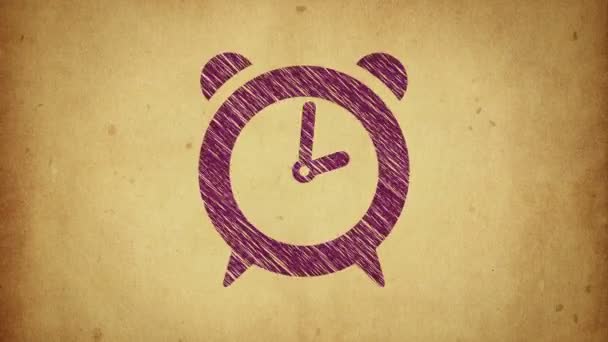 Animación Reloj Reloj Parada Estilo Dibujo Animación Estilo Stop Motion — Vídeo de stock