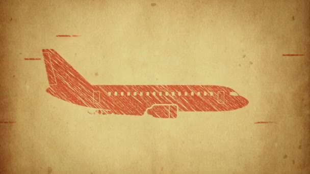 Animation Rotation Airplane Flat Icon Style Colorful Background Circle Flying — Stock Video