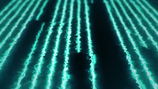 레이저 그리고 줄무늬에 입자들로 이루어진 추상적 고리의 애니메이션 — 비디오