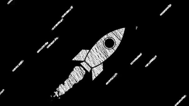 从宇宙看飞行火箭的动画 画图风格 停止动作风格的动画 无缝循环动画 — 图库视频影像