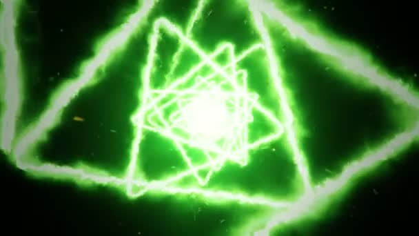 Fond abstrait en volant dans un tunnel à partir de formes triangulaires de feu. Animation de boucle transparente .