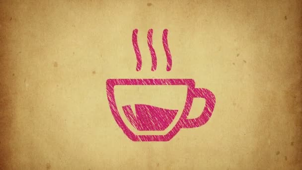 Animación Taza Con Caliente Café Estilo Dibujo Animación Estilo Stop — Vídeo de stock