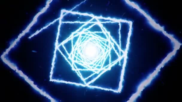 Fond abstrait en volant dans un tunnel à partir de formes carrées de feu. Animation de boucle transparente .