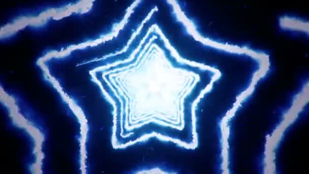 Fond abstrait en volant dans un tunnel à partir de formes étoilées de feu. Animation de boucle transparente .
