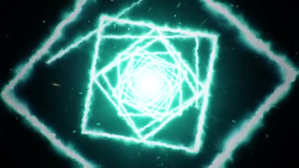 Fond abstrait en volant dans un tunnel à partir de formes carrées de feu. Animation de boucle transparente .