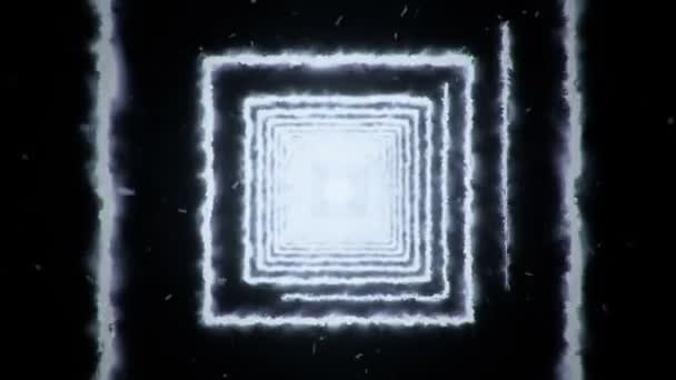 火の正方形の形状からトンネルに飛んで抽象的な背景 シームレスループのアニメーション — ストック動画