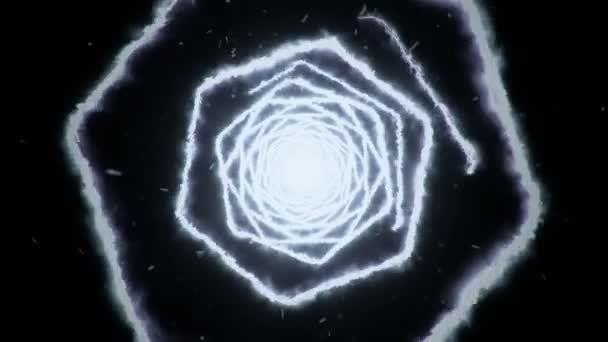 Fond abstrait en volant dans un tunnel à partir de formes hexagonales de feu. Animation de boucle transparente .