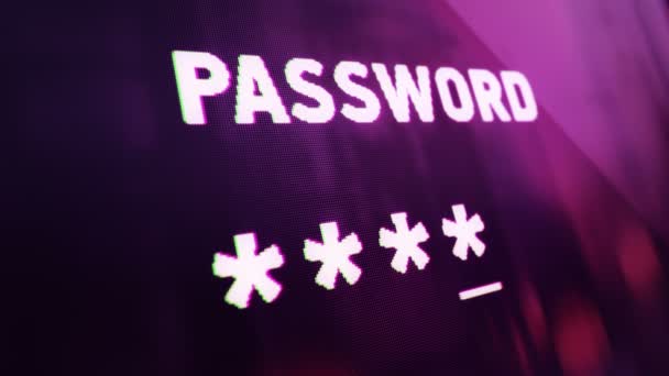 Abstrakter Hintergrund Mit Animation Der Passworteingabe Auf Dem Computerbildschirm Mit — Stockvideo