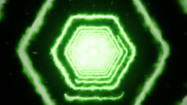 Fond abstrait en volant dans un tunnel à partir de formes hexagonales de feu. Animation de boucle transparente .