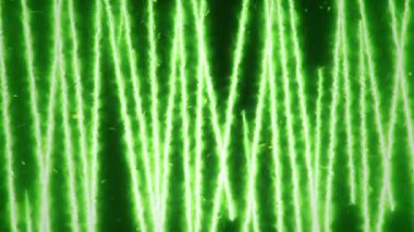 Neon çizgileri ya da lazerleri olan soyut bir arkaplan ve uçan çizgiler üzerinde titreşen parçacıklar. Kusursuz döngünün animasyonu.