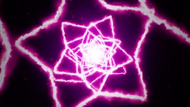 火の星の形からトンネルに飛んで抽象的な背景 シームレスループのアニメーション — ストック動画