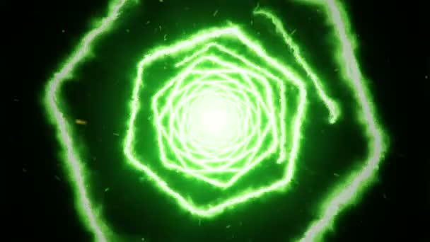 Fond abstrait en volant dans un tunnel à partir de formes hexagonales de feu. Animation de boucle transparente .