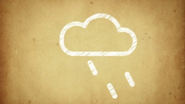 Rotazione Animazione Del Simbolo Della Natura Nube Con Pioggia Animazione — Video Stock