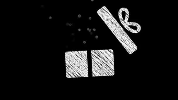 Анимационное Открытие Значка Подарочной Коробки Стиле Рисунка Анимация Стиле Стоп — стоковое видео
