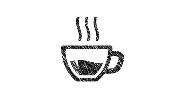 Çizim Tarzında Sıcak Çay Kahve Ile Fincan Animasyonu Hareket Halinde — Stok video