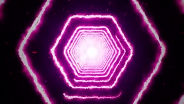 Fond abstrait en volant dans un tunnel à partir de formes hexagonales de feu. Animation de boucle transparente .
