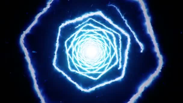 Fond abstrait en volant dans un tunnel à partir de formes hexagonales de feu. Animation de boucle transparente .