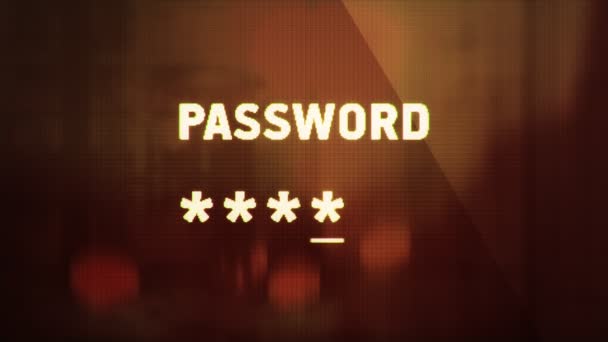 Abstrakt Bakgrund Med Animering Att Ange Lösenord Datorskärmen Med Reflektion — Stockvideo