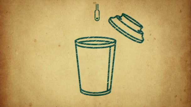 애니메이션 Animation Rotation Cup 은날으는 입자가 원으로 배경에 아이콘 스타일로 — 비디오