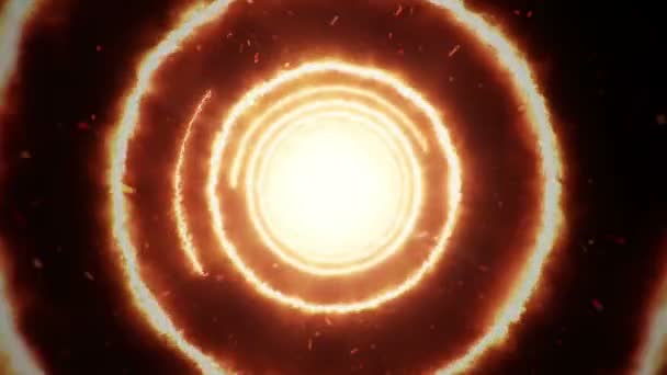 从火圈形状飞进隧道的抽象背景 无缝循环动画 — 图库视频影像