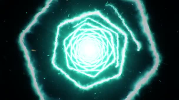 Абстрактный Фон Летящими Тоннель Шестиугольными Огнями Анимация Бесшовного Цикла — стоковое видео