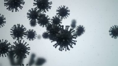 Mikroskop altında derinliği olan virüslerin animasyonu, kusursuz döngünün animasyonu