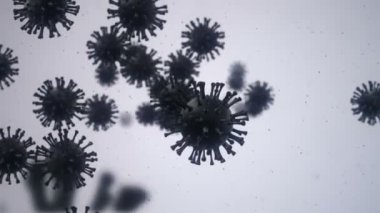 Mikroskop altında derinliği olan virüslerin animasyonu, kusursuz döngünün animasyonu