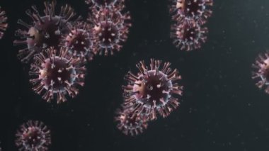 Mikroskop altında derinliği olan virüslerin animasyonu, kusursuz döngünün animasyonu