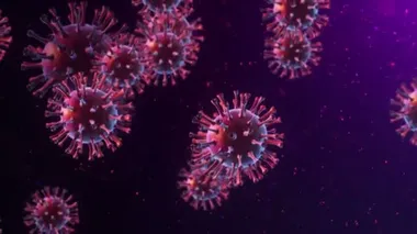 Mikroskop altında derinliği olan virüslerin animasyonu, kusursuz döngünün animasyonu