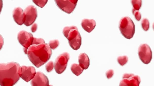 Animación Vuelo Corazones Cristal Concepto San Valentín Animación Bucle Sin — Vídeo de stock