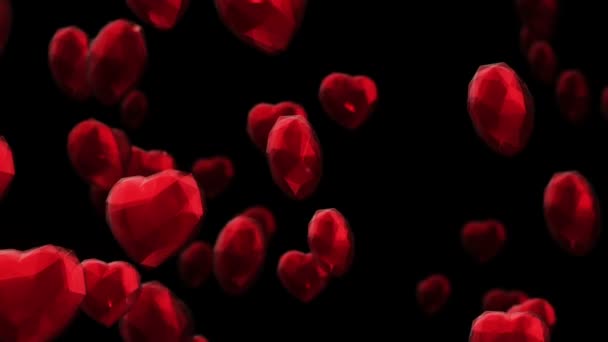 Animazione Che Vola Cuore Cristallo Concetto Giorno San Valentino Animazione — Video Stock