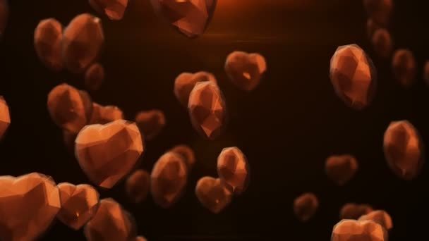 Animacja Latająca Kryształowym Sercem Koncepcja Walentynek Animacja Płynnej Pętli — Wideo stockowe