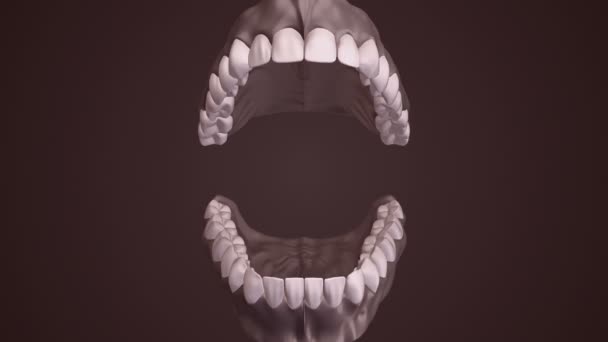 Медичний Фон Анімацією Відкриття Щелепи Людини Зубами Зубними Імплантатами Анімація — стокове відео