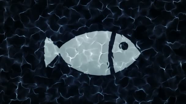3D动画旋转鱼的符号 无缝循环动画 — 图库视频影像