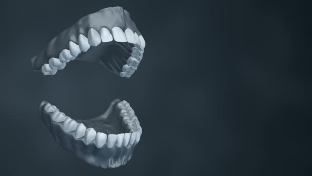 Antecedentes Médicos Con Animación Apertura Mandíbula Humana Con Dientes Implantes — Vídeos de Stock