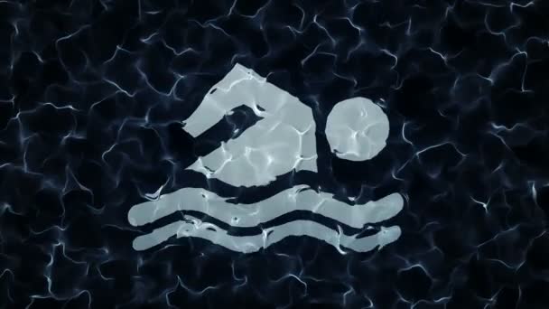 Абстрактна Анімація Повільно Рухомою Поверхнею Води Анімацією Підводного Знаку Плавця — стокове відео