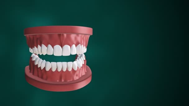 Antecedentes Médicos Con Animación Apertura Mandíbula Humana Con Dientes Implantes — Vídeos de Stock