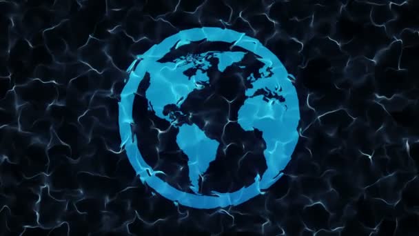 具有慢行水面的动画和地球仪水下标志的动画 无缝循环动画 — 图库视频影像