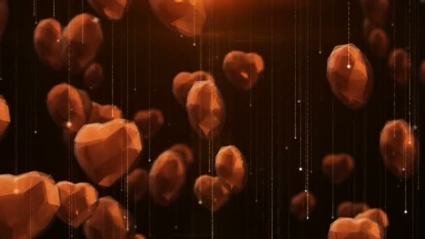 Анімація Літає Кришталевого Серця Концепція Валентина Дея Анімація Безшовного Циклу — стокове відео
