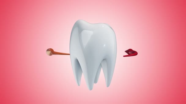 Animation Rotation White Tooth Colorful Arrows Animation Seamless Loop — Stock Video