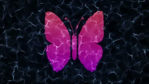 Animación Abstracta Con Superficie Agua Movimiento Lenta Señal Submarina Mariposa — Vídeo de stock