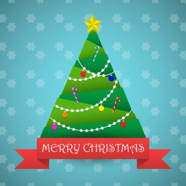 Noel ağacı tebrik kartı vektör arka plan