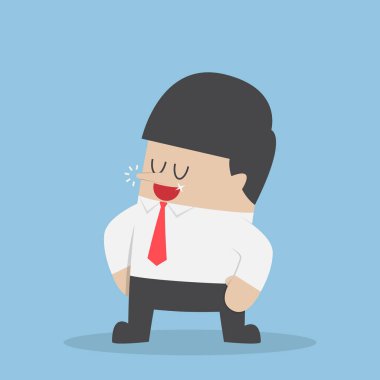 Silah akimbo ile kendine güvenen işadamı stand